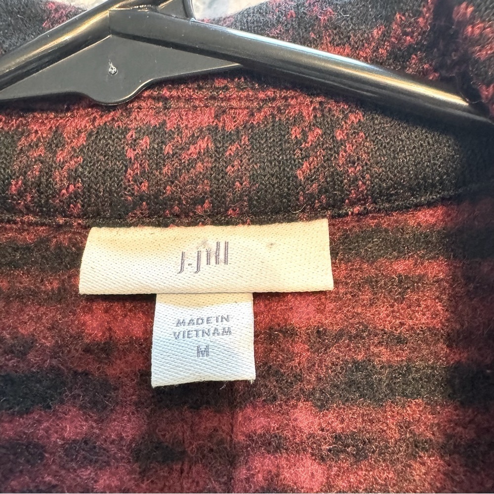 NWOT J. Jill Red and Black Plaid Medium Jacket Coat - Picture 5 of 6